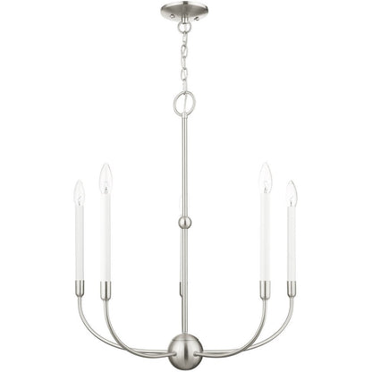 Five Light Dimmable Chandelier With Shades
