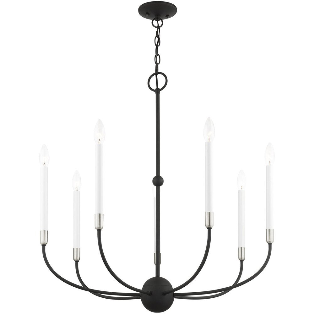 Seven Light Dimmable Chandelier With Shades