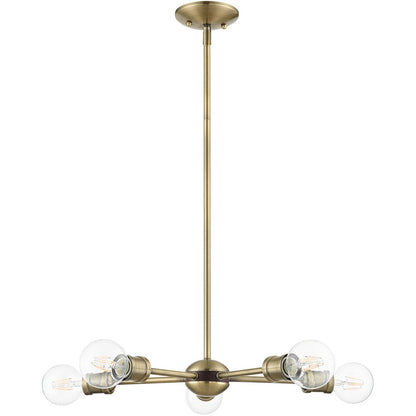 Five Light Dimmable Chandelier With Shades