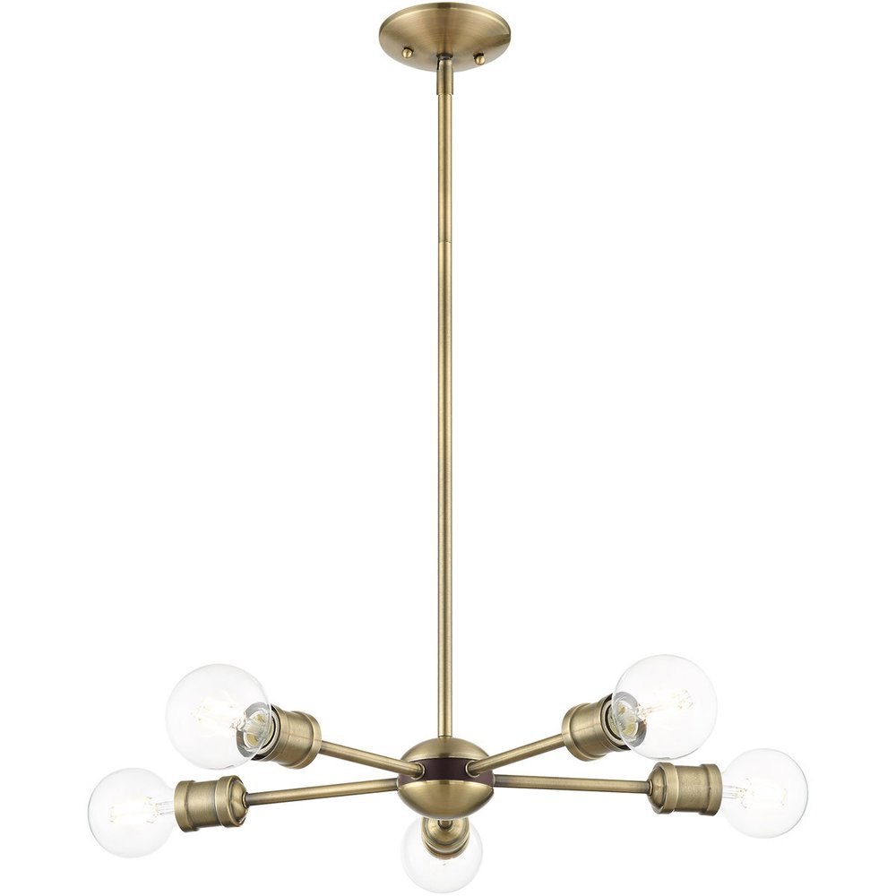 Five Light Dimmable Chandelier With Shades