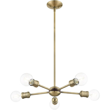Five Light Dimmable Chandelier With Shades