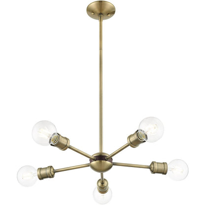 Five Light Dimmable Chandelier With Shades