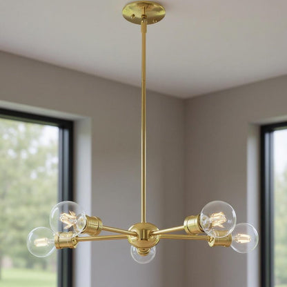 Five Light Dimmable Chandelier With Shades