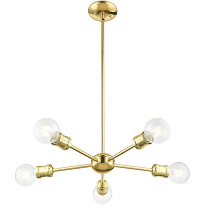 Five Light Dimmable Chandelier With Shades