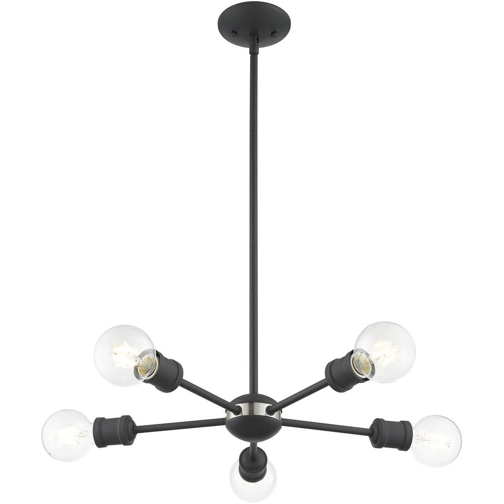 Five Light Dimmable Chandelier With Shades