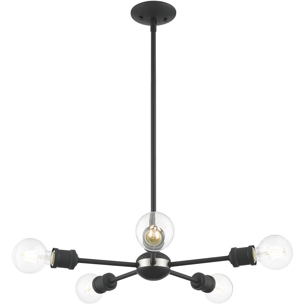 Five Light Dimmable Chandelier With Shades