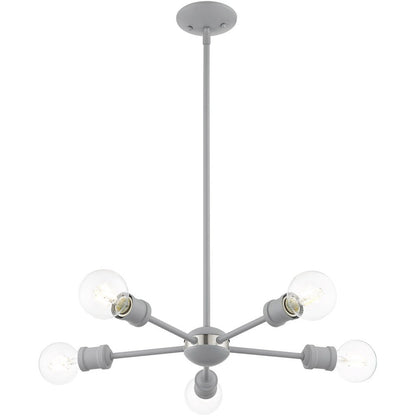 Five Light Dimmable Chandelier With Shades