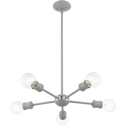 Five Light Dimmable Chandelier With Shades