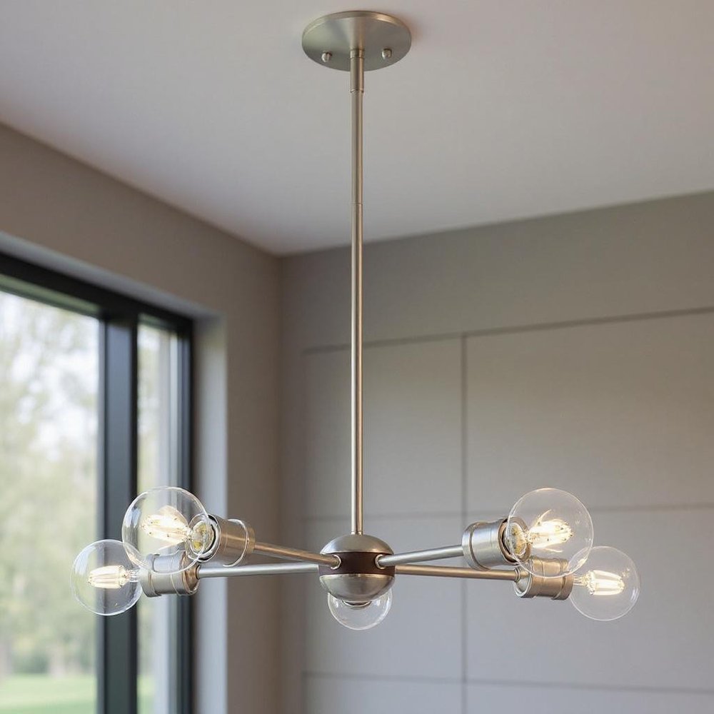 Five Light Dimmable Chandelier With Shades