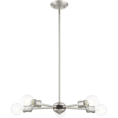 Five Light Dimmable Chandelier With Shades