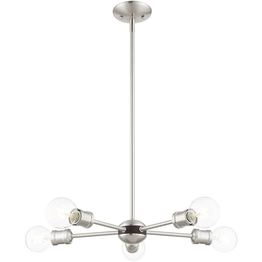 Five Light Dimmable Chandelier With Shades