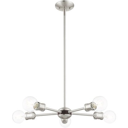 Five Light Dimmable Chandelier With Shades