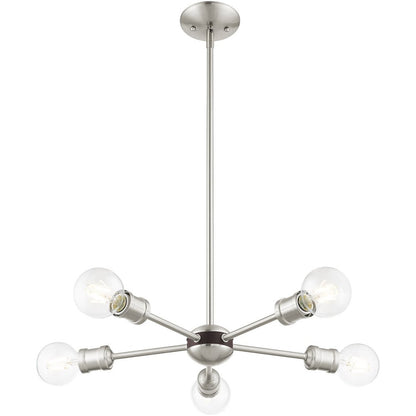 Five Light Dimmable Chandelier With Shades
