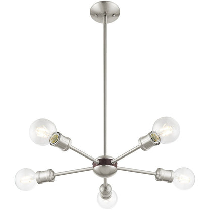 Five Light Dimmable Chandelier With Shades