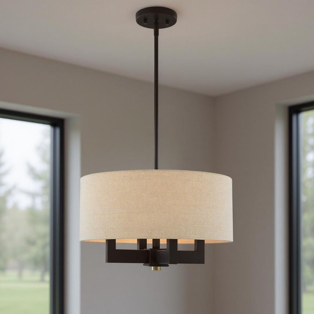 Four Light Dimmable Chandelier With Shades