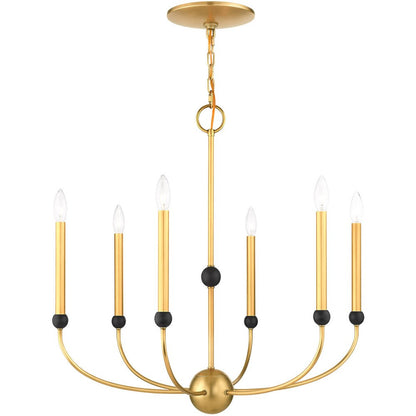 Six Light Dimmable Chandelier With Shades