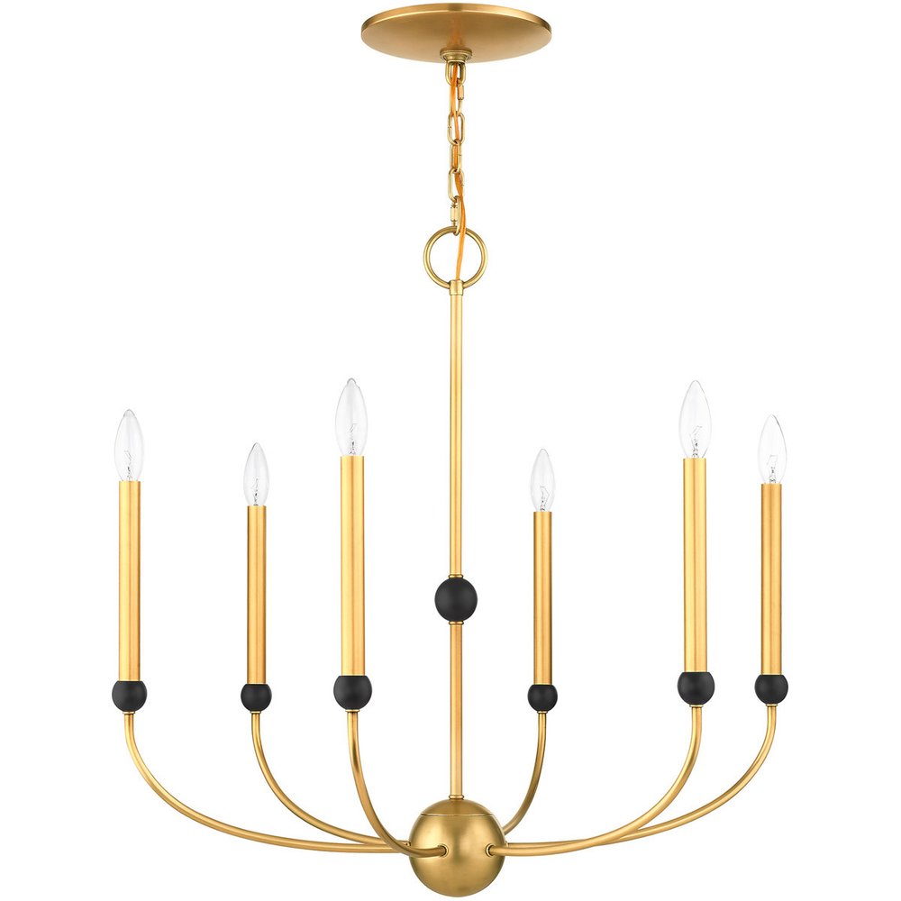 Six Light Dimmable Chandelier With Shades
