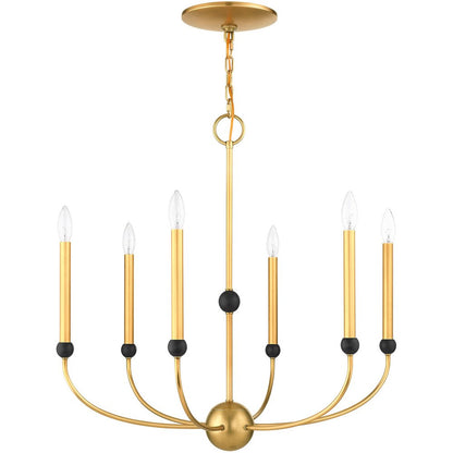 Six Light Dimmable Chandelier With Shades