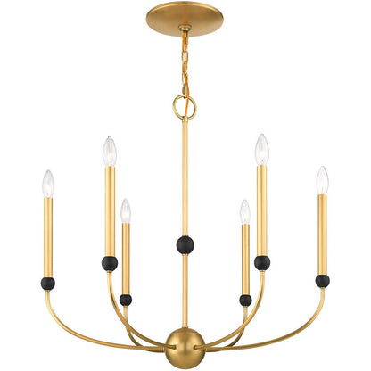 Six Light Dimmable Chandelier With Shades