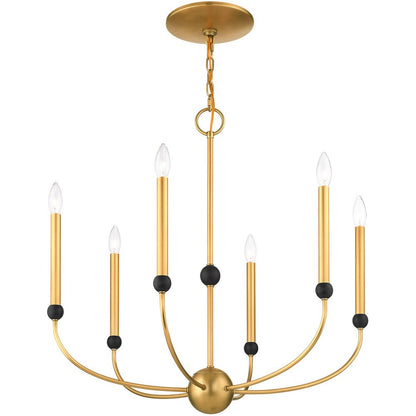 Six Light Dimmable Chandelier With Shades