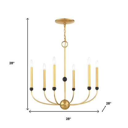 Six Light Dimmable Chandelier With Shades