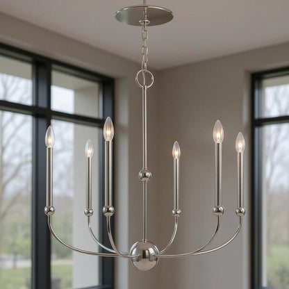 Six Light Dimmable Chandelier With Shades