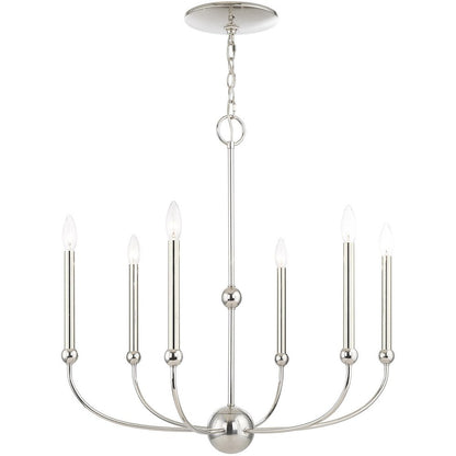 Six Light Dimmable Chandelier With Shades
