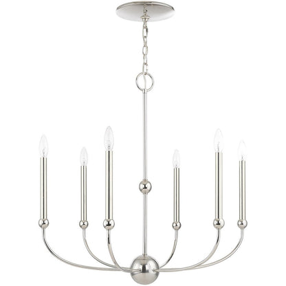 Six Light Dimmable Chandelier With Shades
