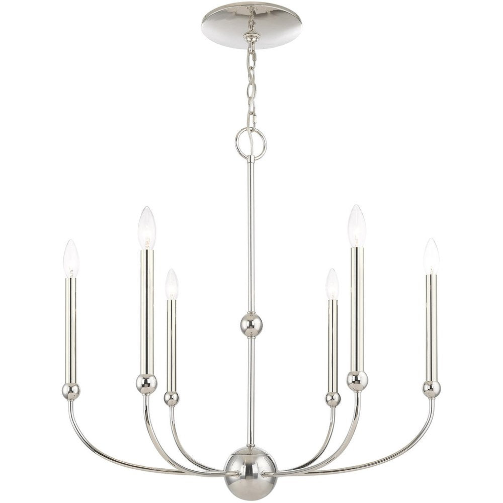 Six Light Dimmable Chandelier With Shades