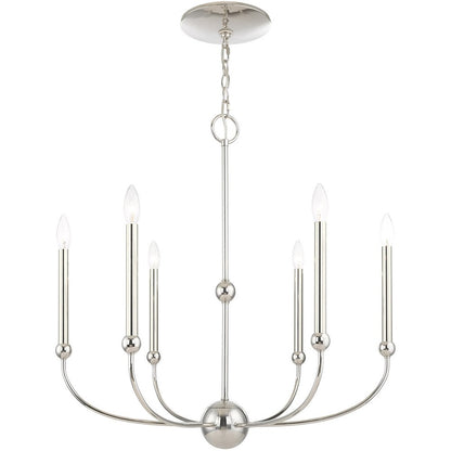 Six Light Dimmable Chandelier With Shades