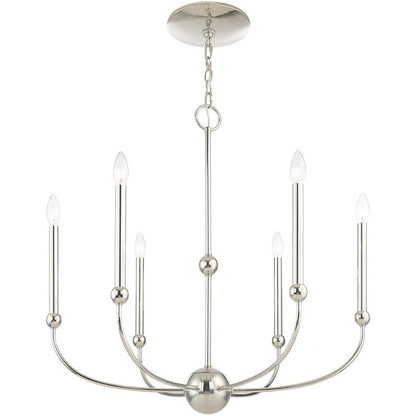 Six Light Dimmable Chandelier With Shades