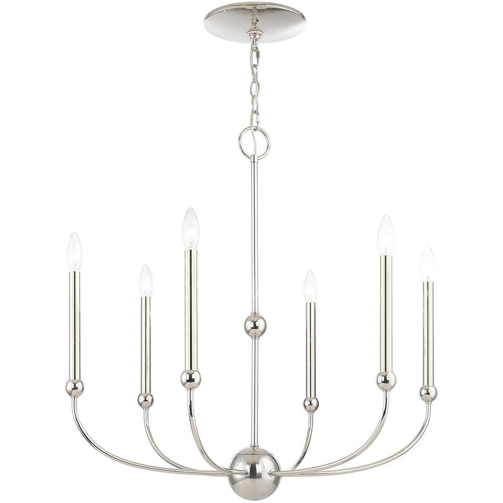 Six Light Dimmable Chandelier With Shades