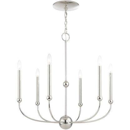 Six Light Dimmable Chandelier With Shades