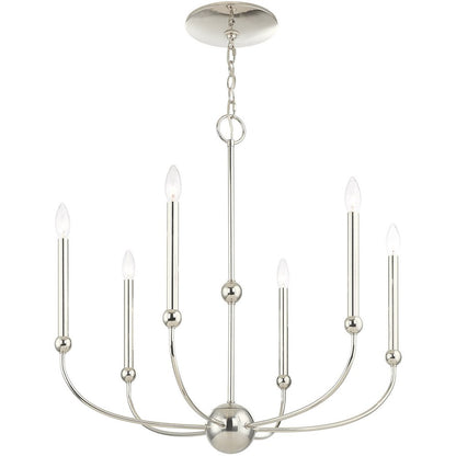 Six Light Dimmable Chandelier With Shades