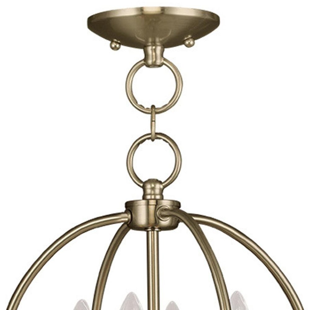 Brass And White Four Light Metal Dimmable Chandelier With Shades
