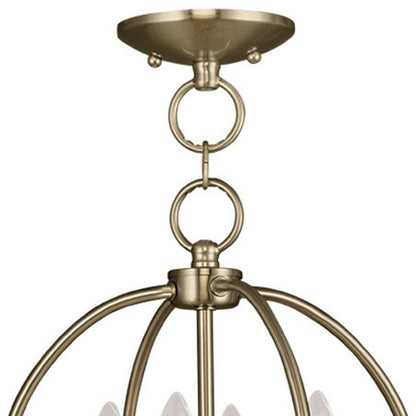 Brass And White Four Light Metal Dimmable Chandelier With Shades