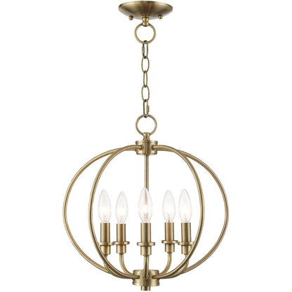 Five Light Dimmable Chandelier With Shades