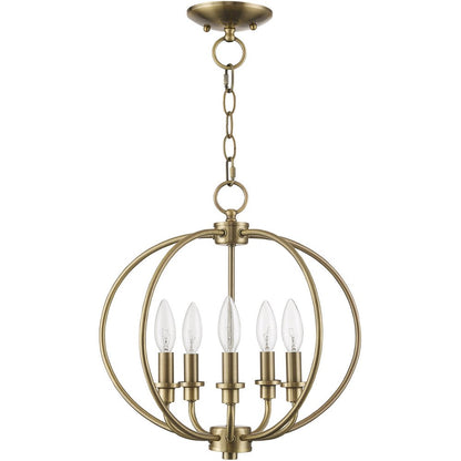 Five Light Dimmable Chandelier With Shades