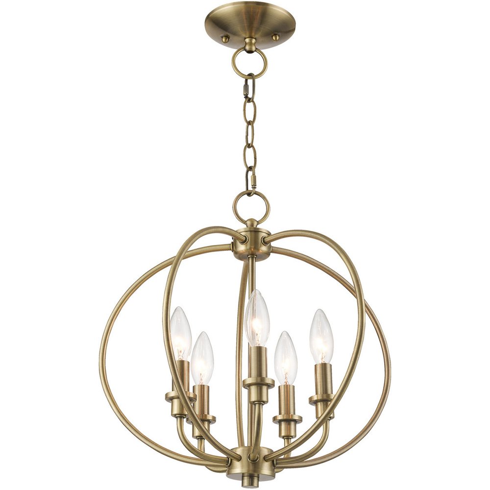 Five Light Dimmable Chandelier With Shades