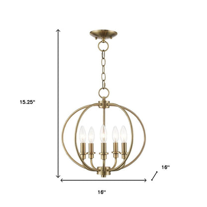 Five Light Dimmable Chandelier With Shades