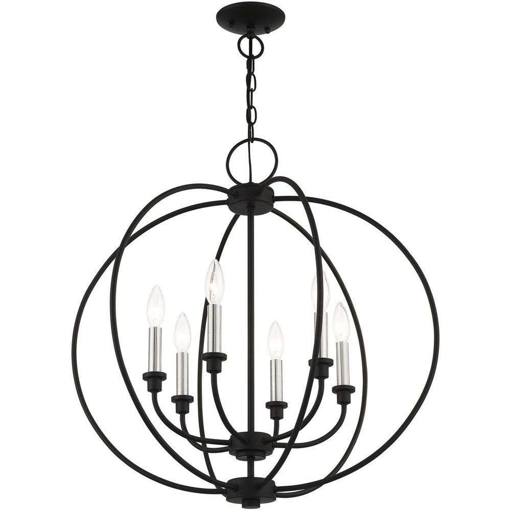 Six Light Dimmable Chandelier With Shades