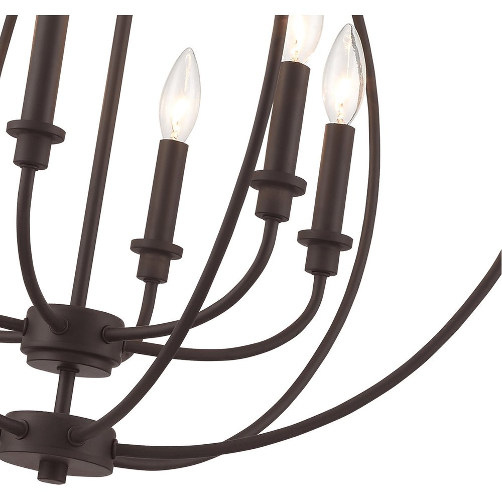 Bronze Six Light Dimmable Chandelier With Shades