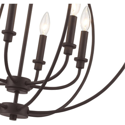 Bronze Six Light Dimmable Chandelier With Shades