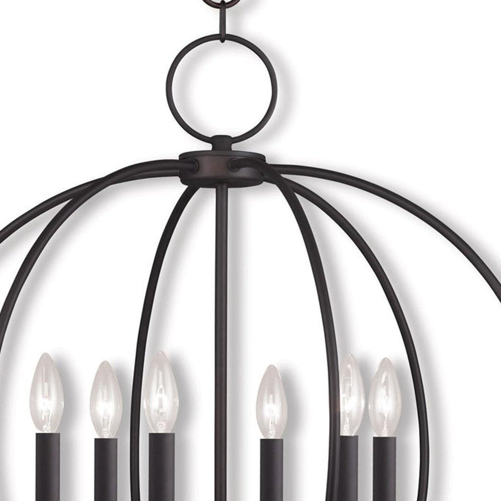 Bronze Six Light Dimmable Chandelier With Shades