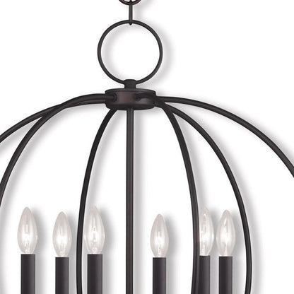 Bronze Six Light Dimmable Chandelier With Shades