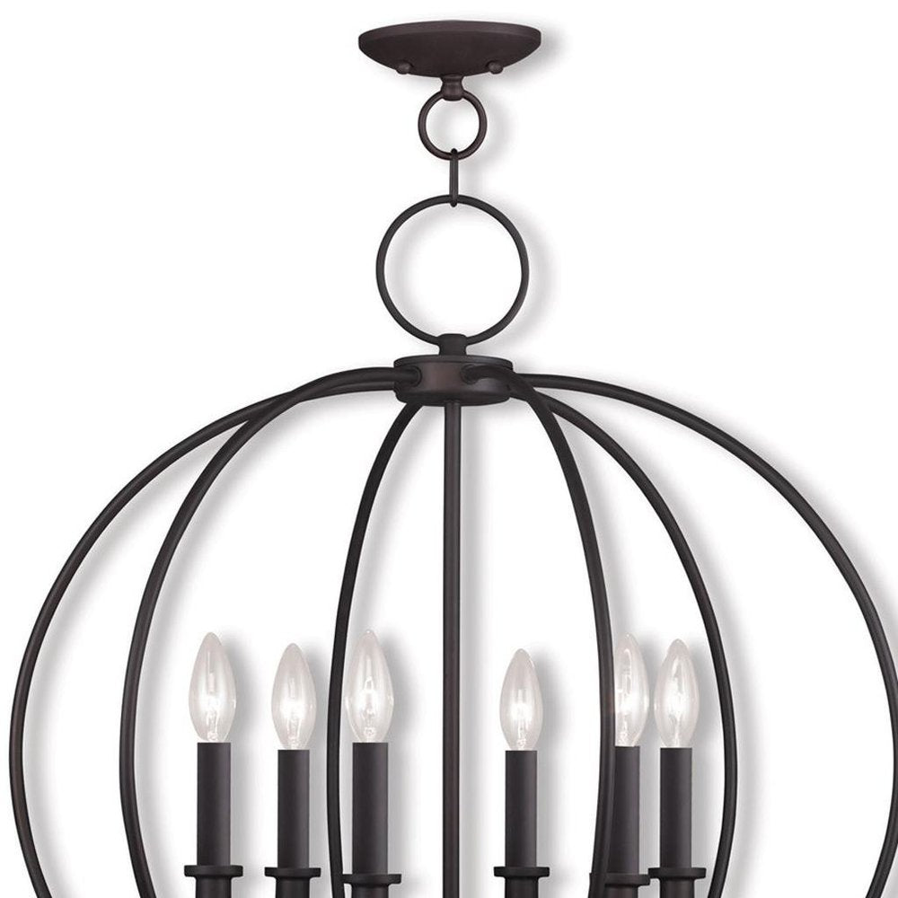 Bronze Six Light Dimmable Chandelier With Shades
