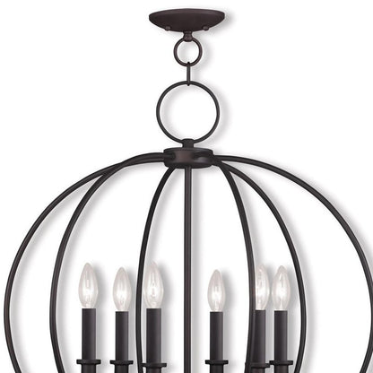 Bronze Six Light Dimmable Chandelier With Shades