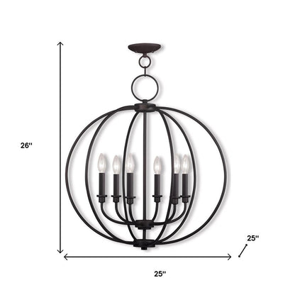 Bronze Six Light Dimmable Chandelier With Shades