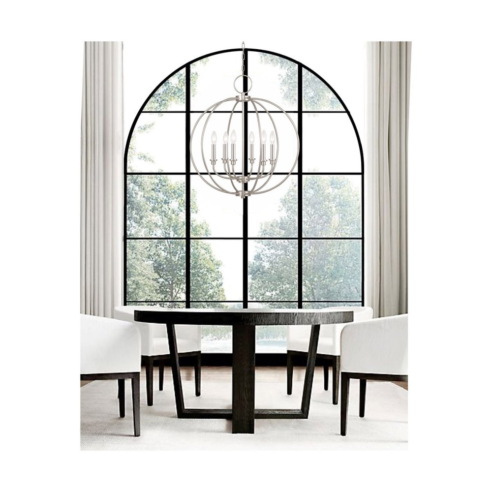 Six Light Dimmable Chandelier With Shades