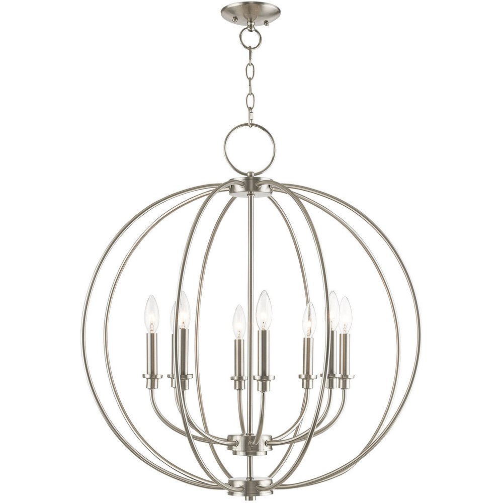 Eight Light Dimmable Chandelier With Shades